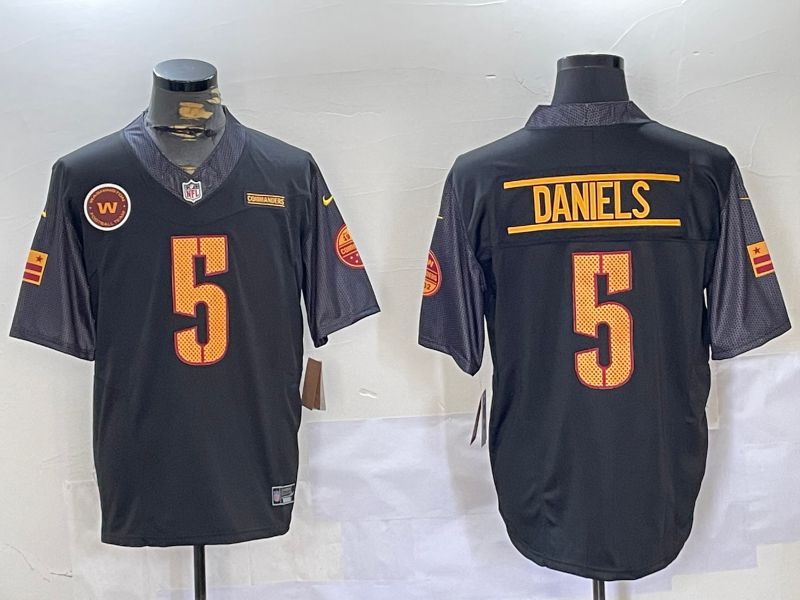 Men Washington Commanders #5 Daniels Black 2024 Nike Limited NFL Jersey style 2->washington commanders->NFL Jersey